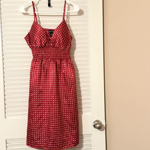 Wet Seal VTG Y2K Coquette Red Polka Dot Satin 90s Babydoll Dress Size Medium - Picture 3 of 13